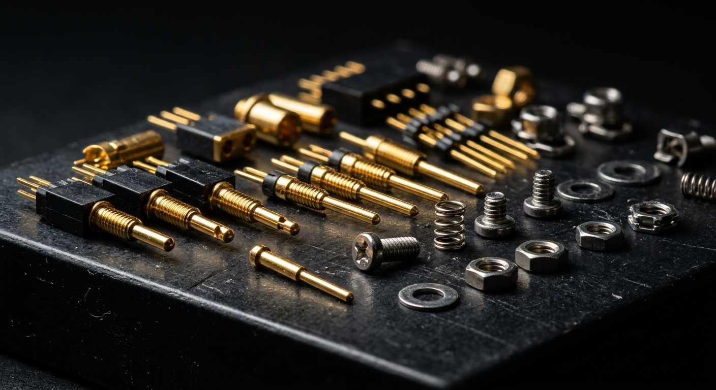 Gold-plated connector pins showing reflective metal plating finish