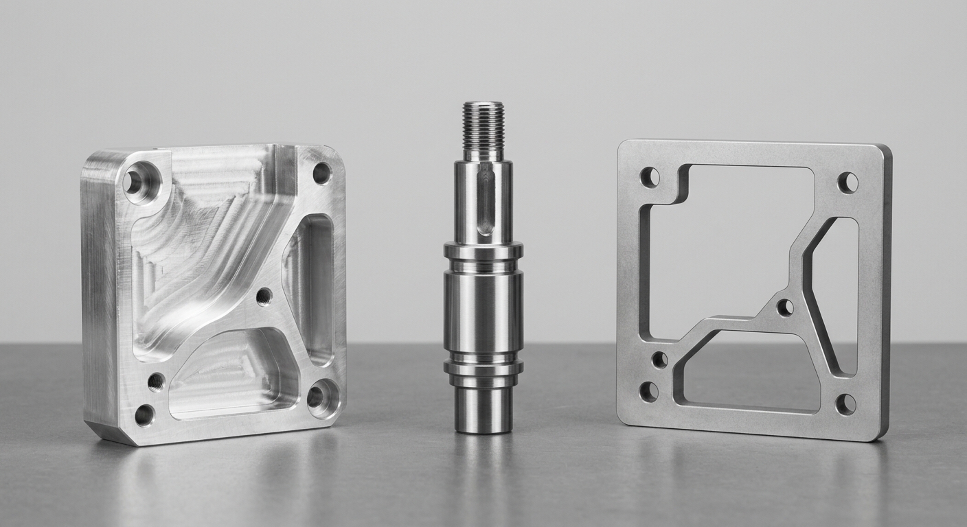 Comparison of milled, turned, and Wire EDM cut parts side by side